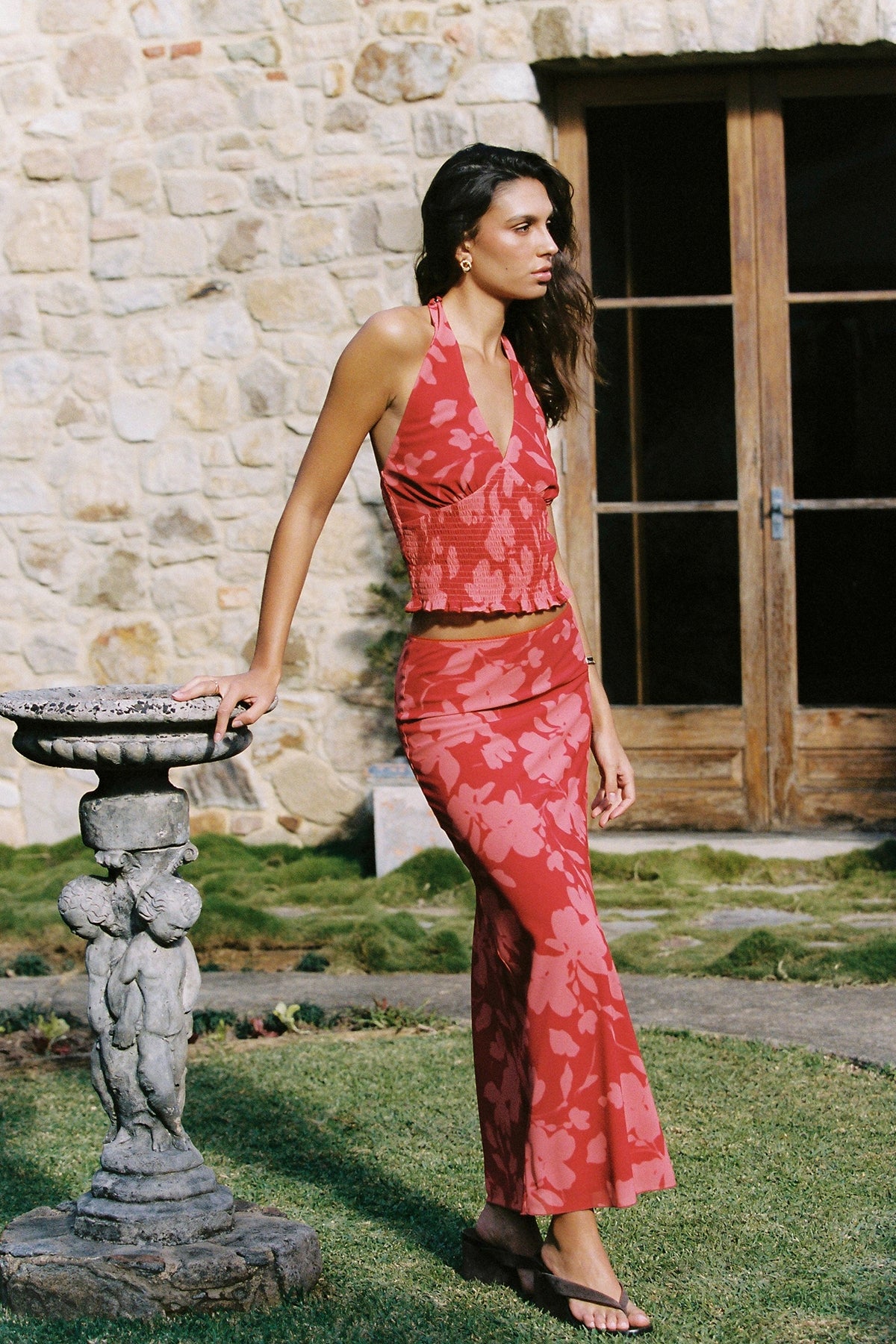 Perfect Stranger Zinna Maxi Skirt Red Print