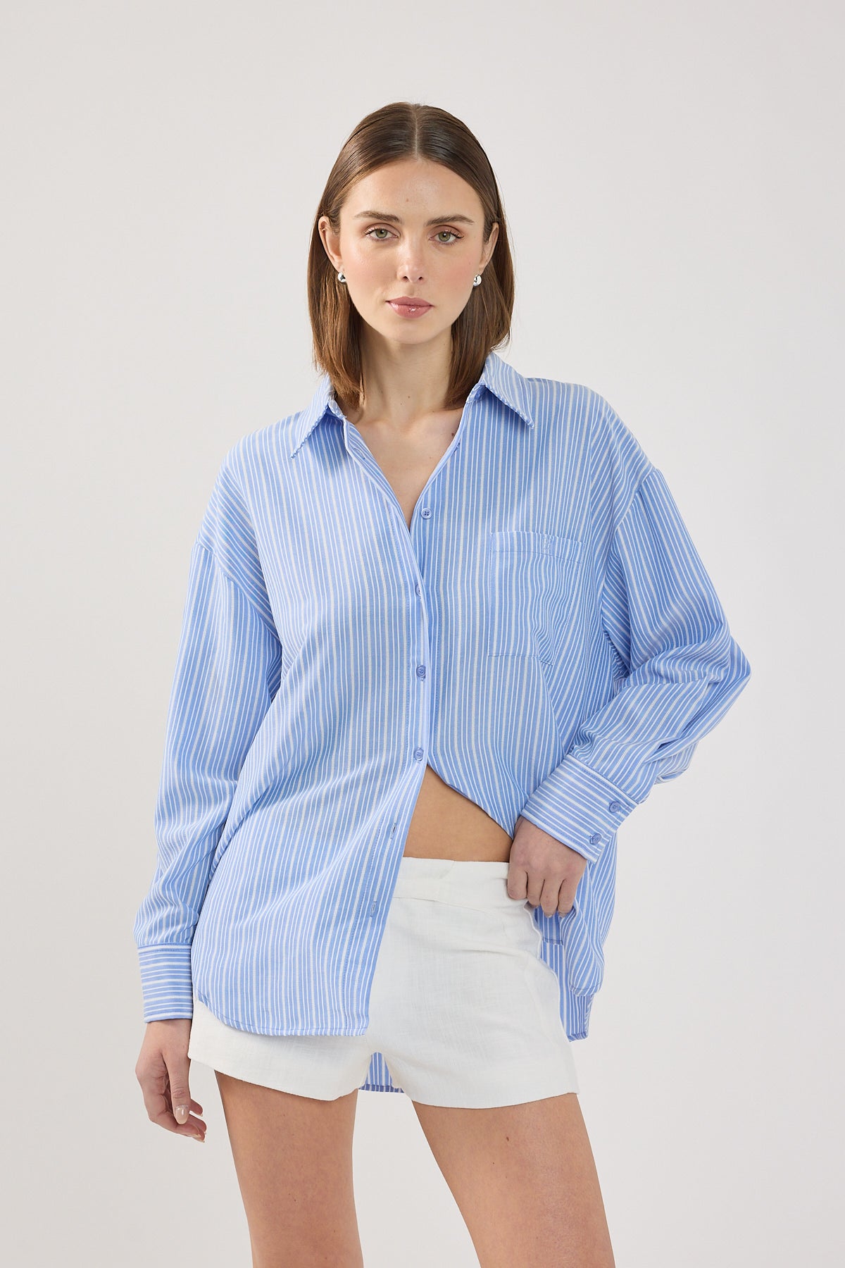 Perfect Stranger Hanna Striped Oversized Shirt Blue Stripe