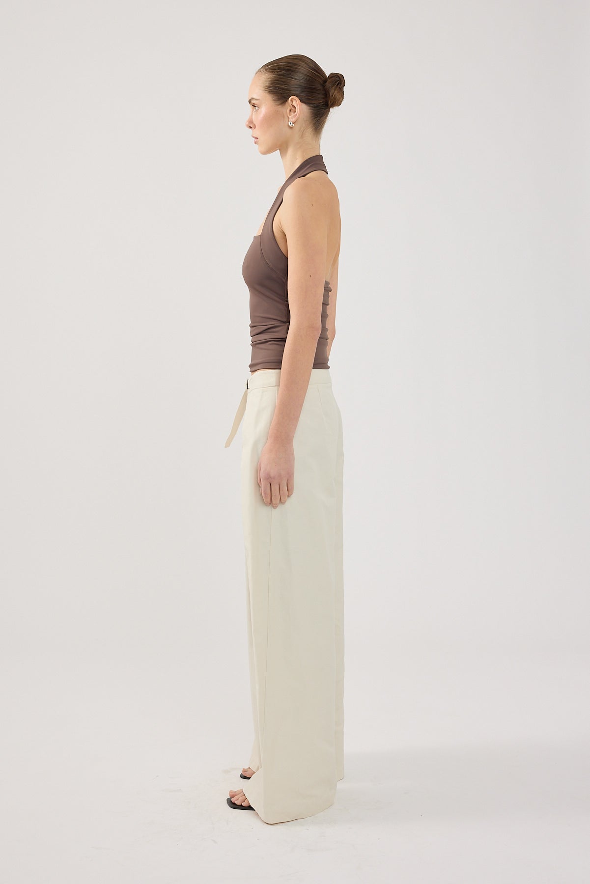 Perfect Stranger Duo Wrap Mid Rise Tailored Pant STONE