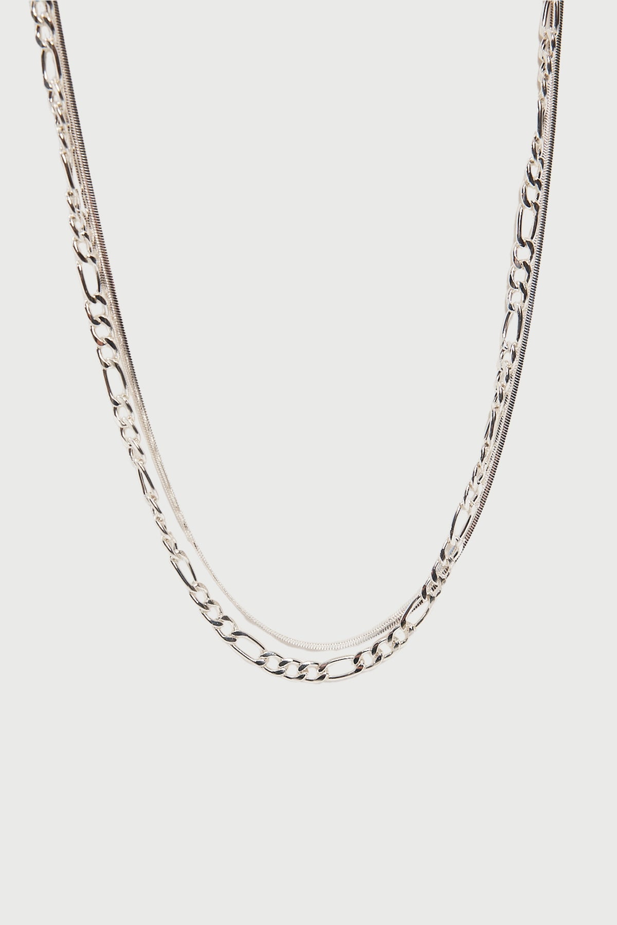Perfect Stranger Jules Layered Chain Plated Necklace Silver