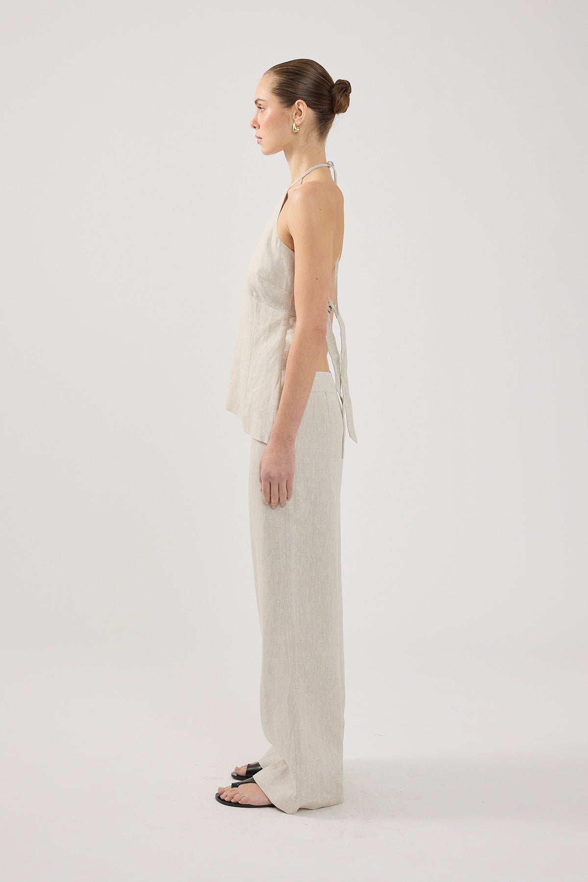 Perfect Stranger Reese Mid Rise Linen Pants Oat