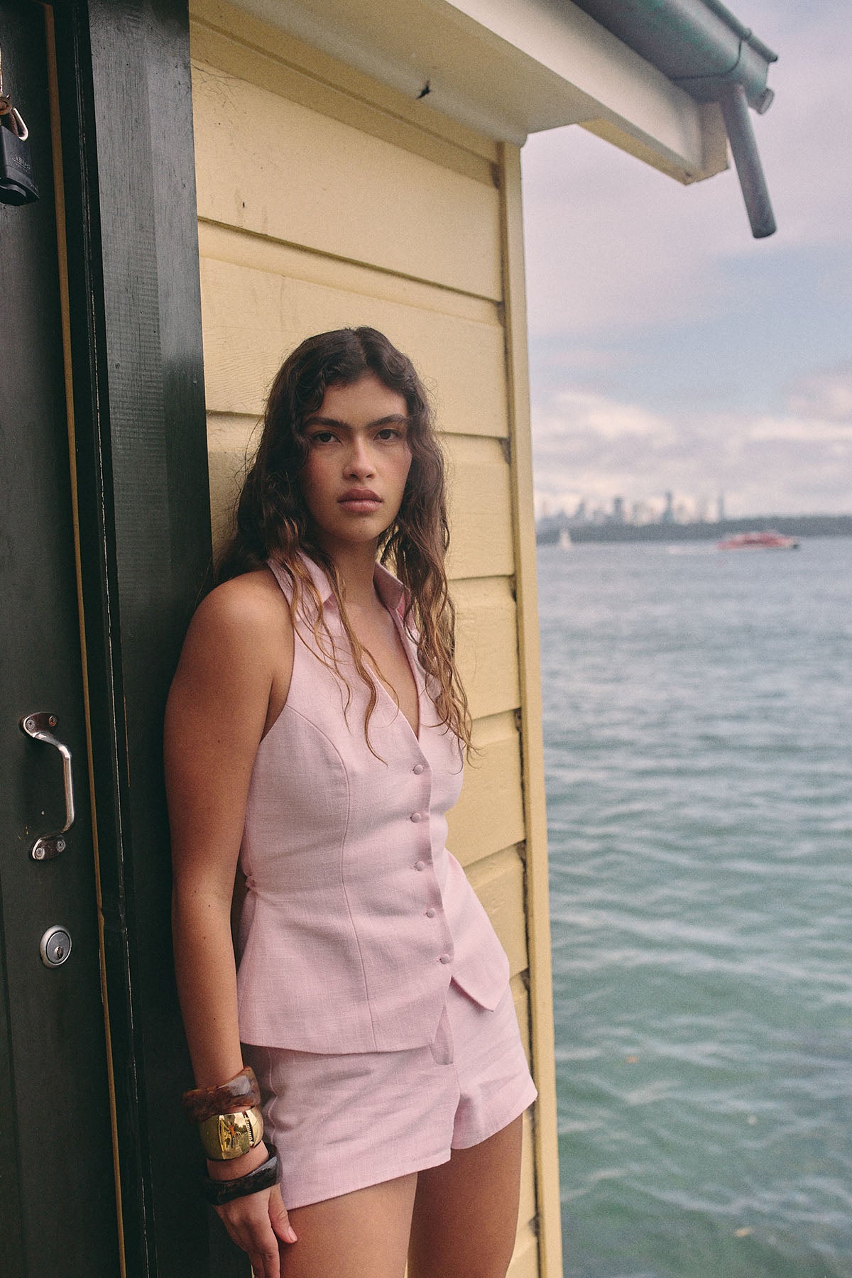 Perfect Stranger Elisse Halter Collar Top Pink