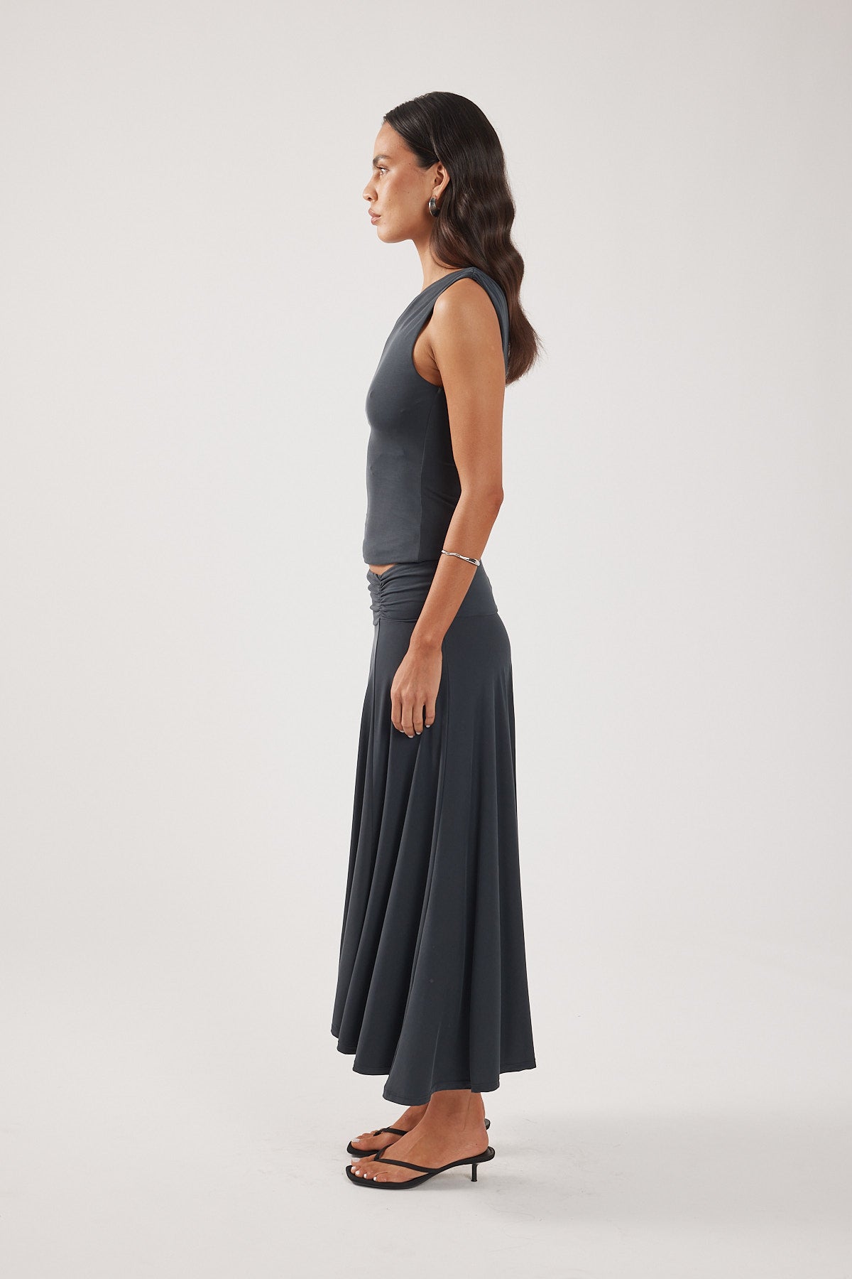 Perfect Stranger Zia One Shoulder Top Charcoal