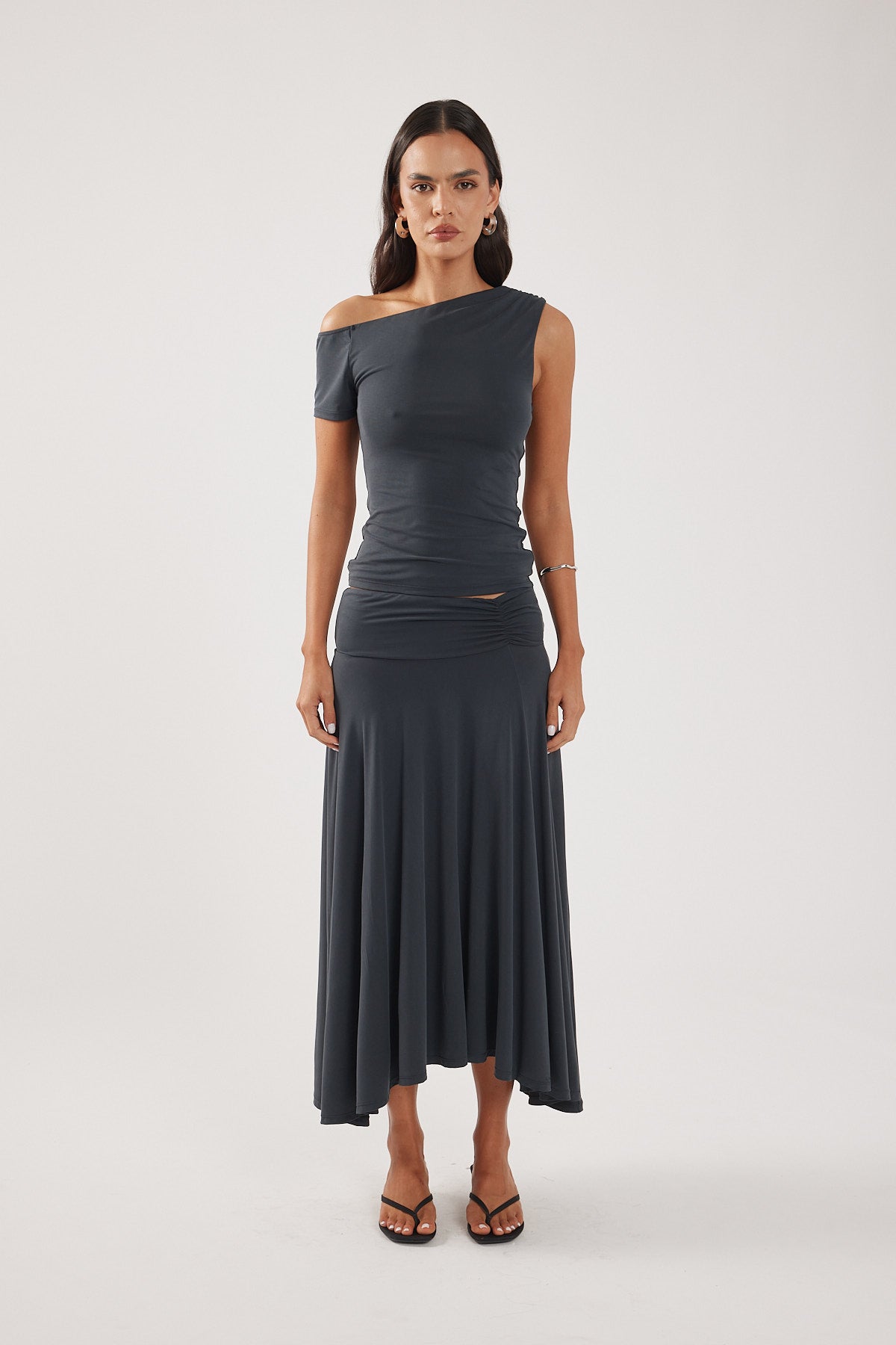 Perfect Stranger Zia Midi Skirt Charcoal