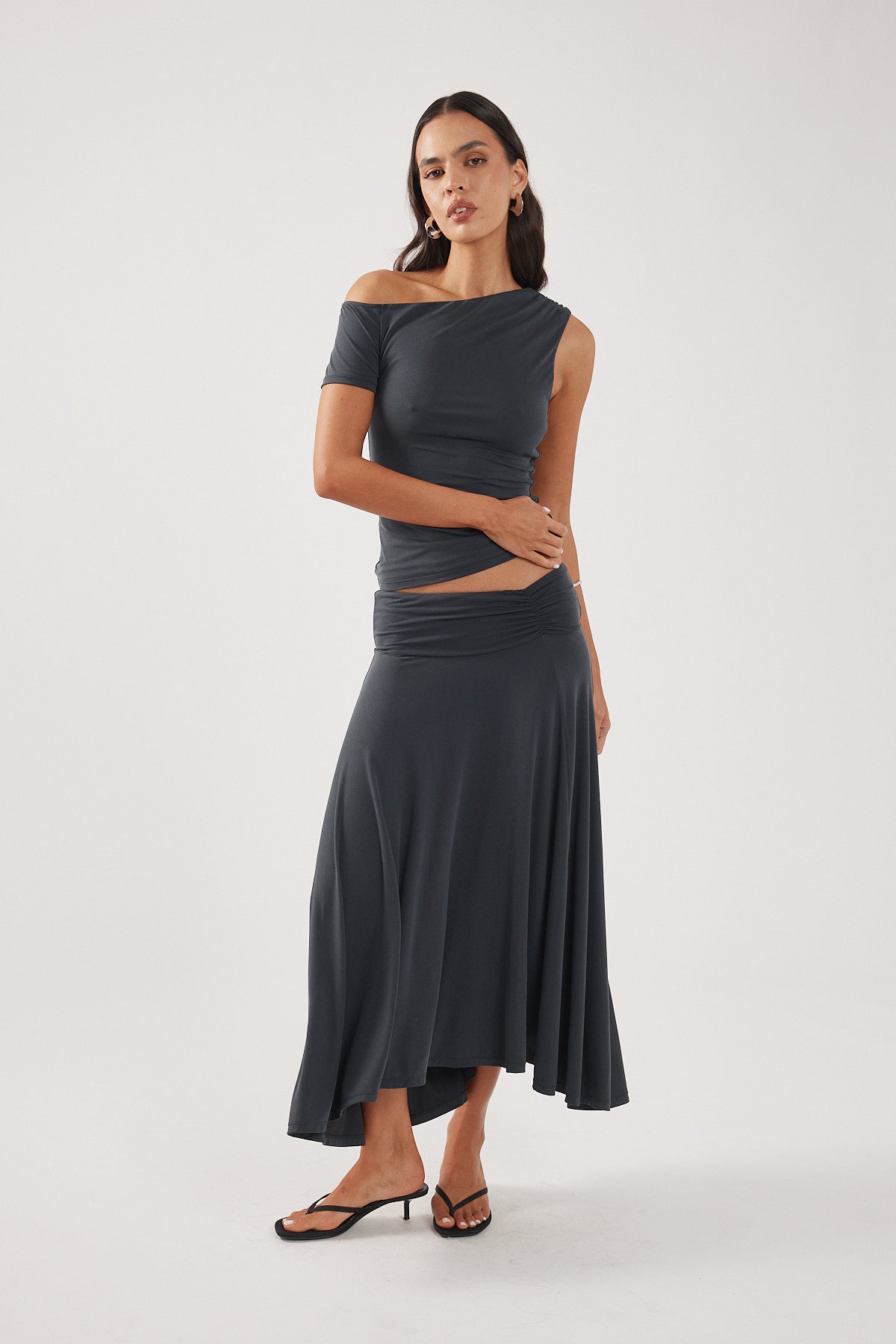 Perfect Stranger Zia Midi Skirt Charcoal