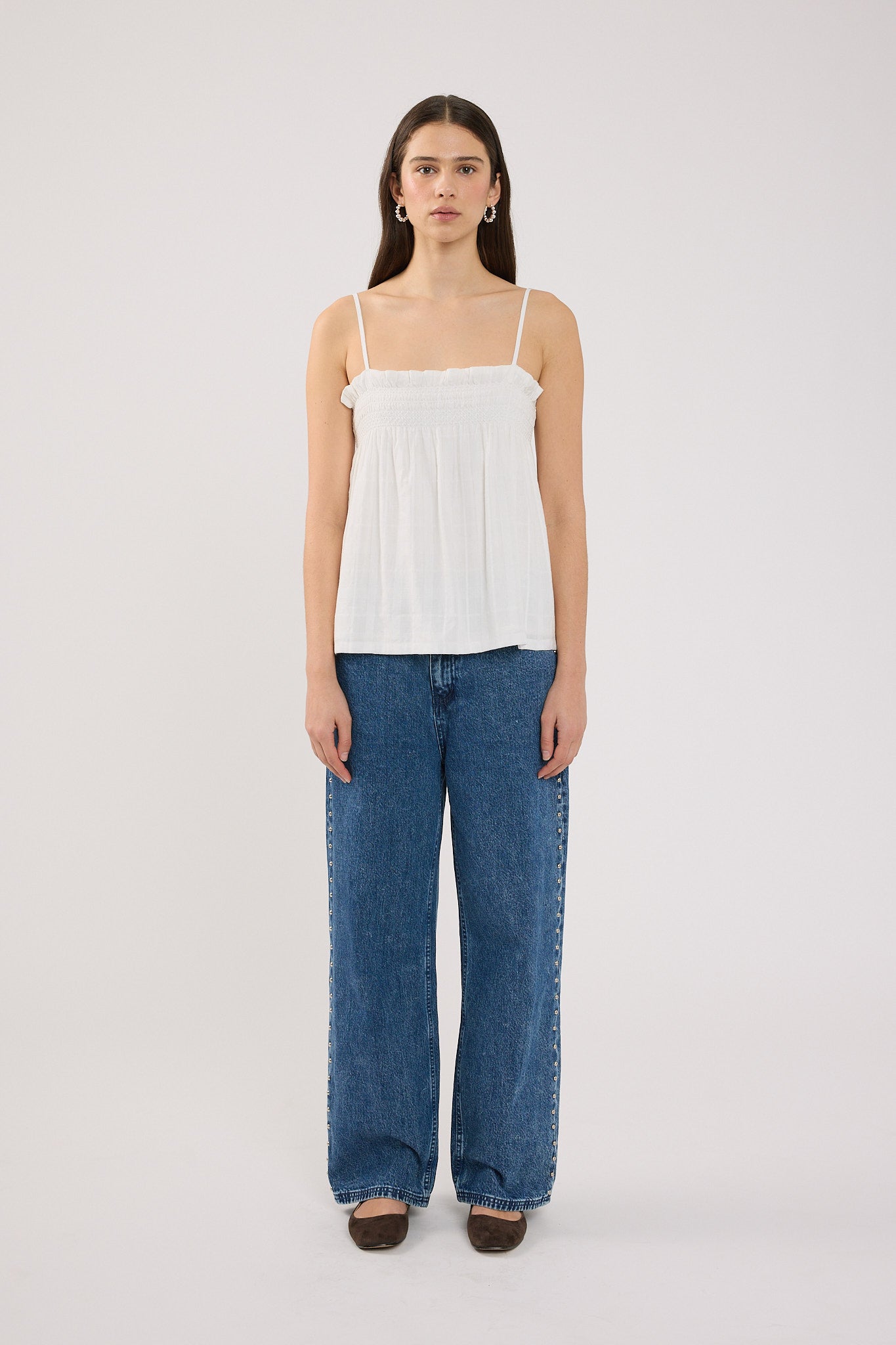 Perfect Stranger Mikey Shirred Top White