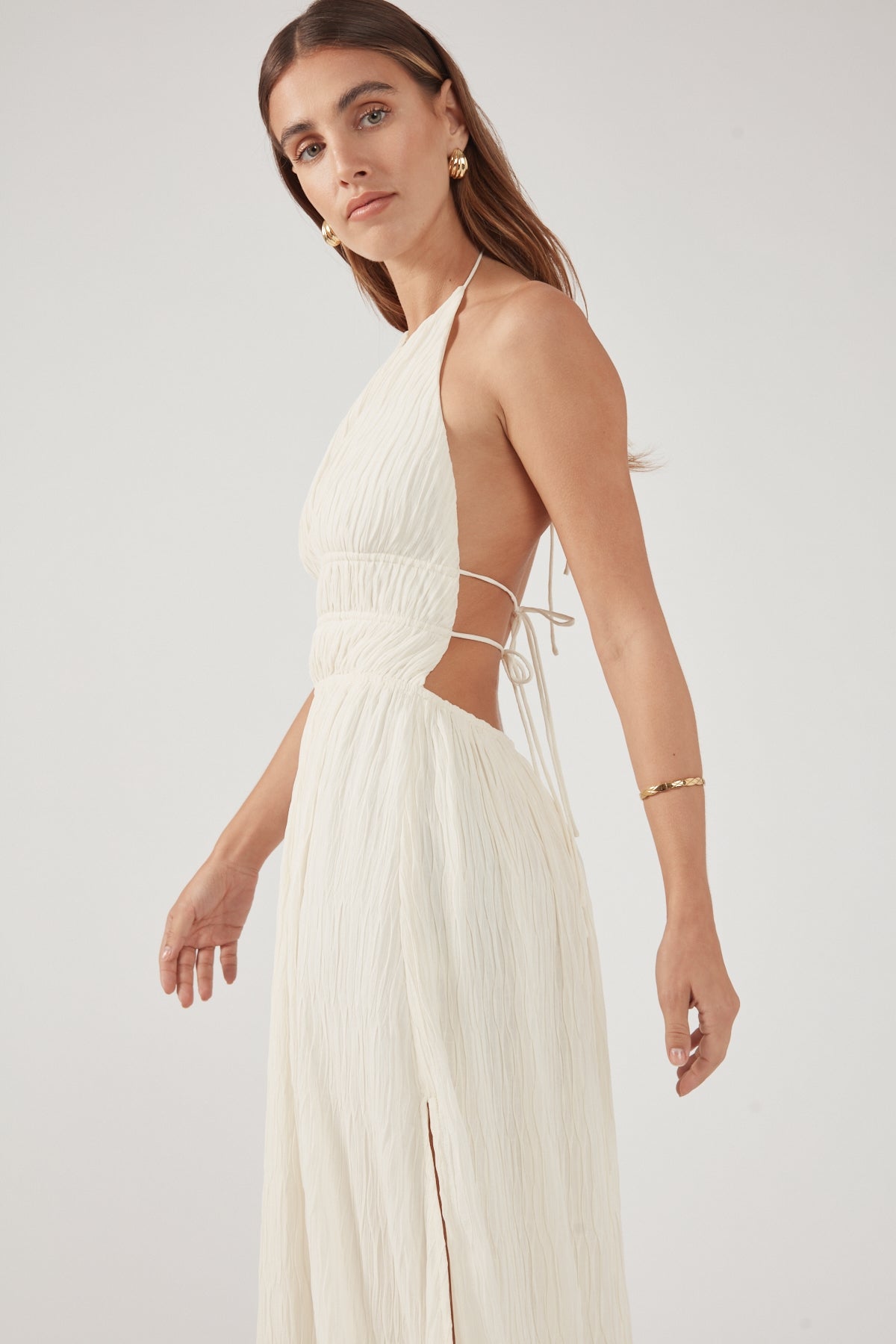 Perfect Stranger Janie Halter Maxi Dress Cream