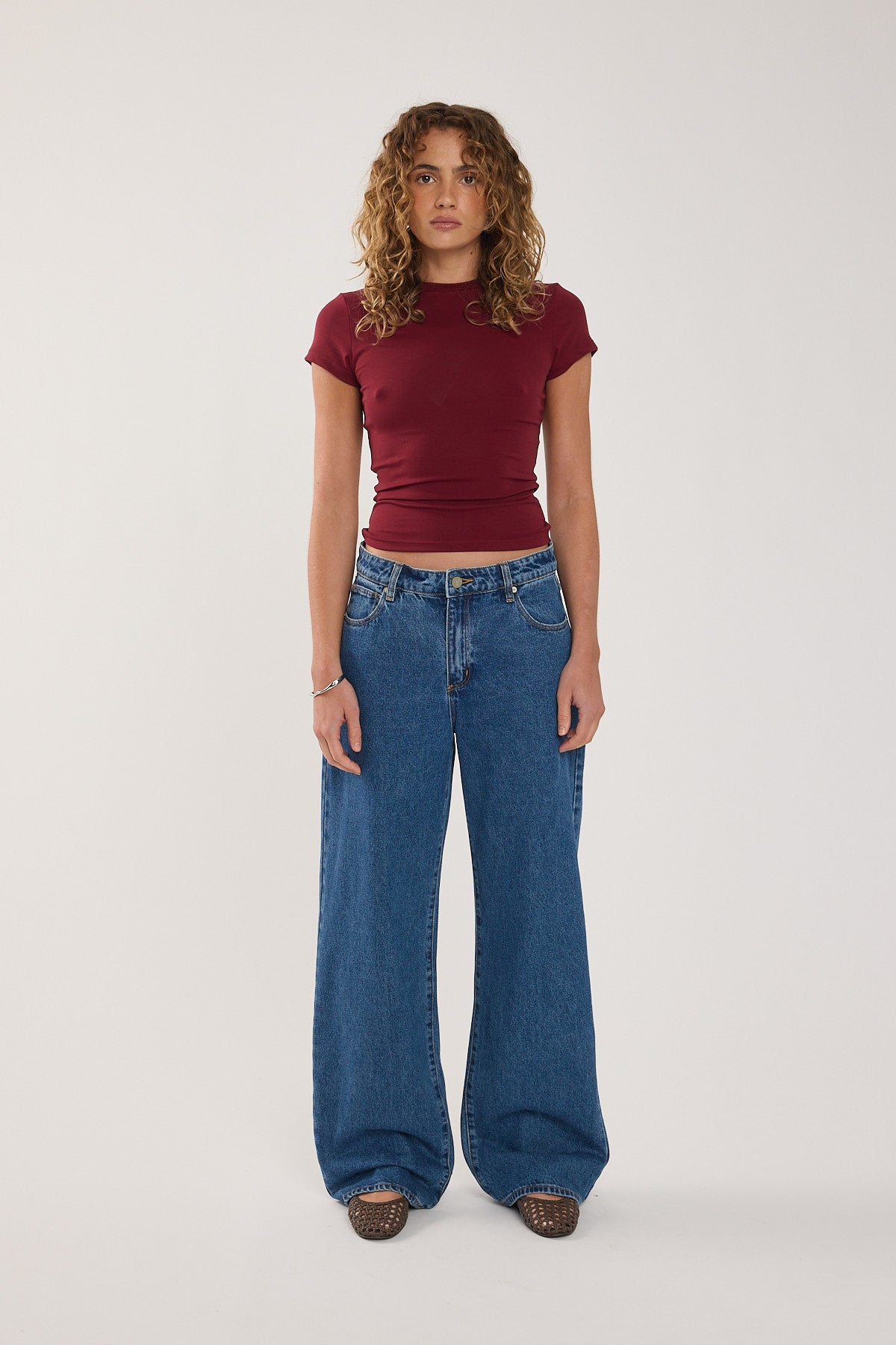 Perfect Stranger Longline Cap Sleeve Tee Burgundy