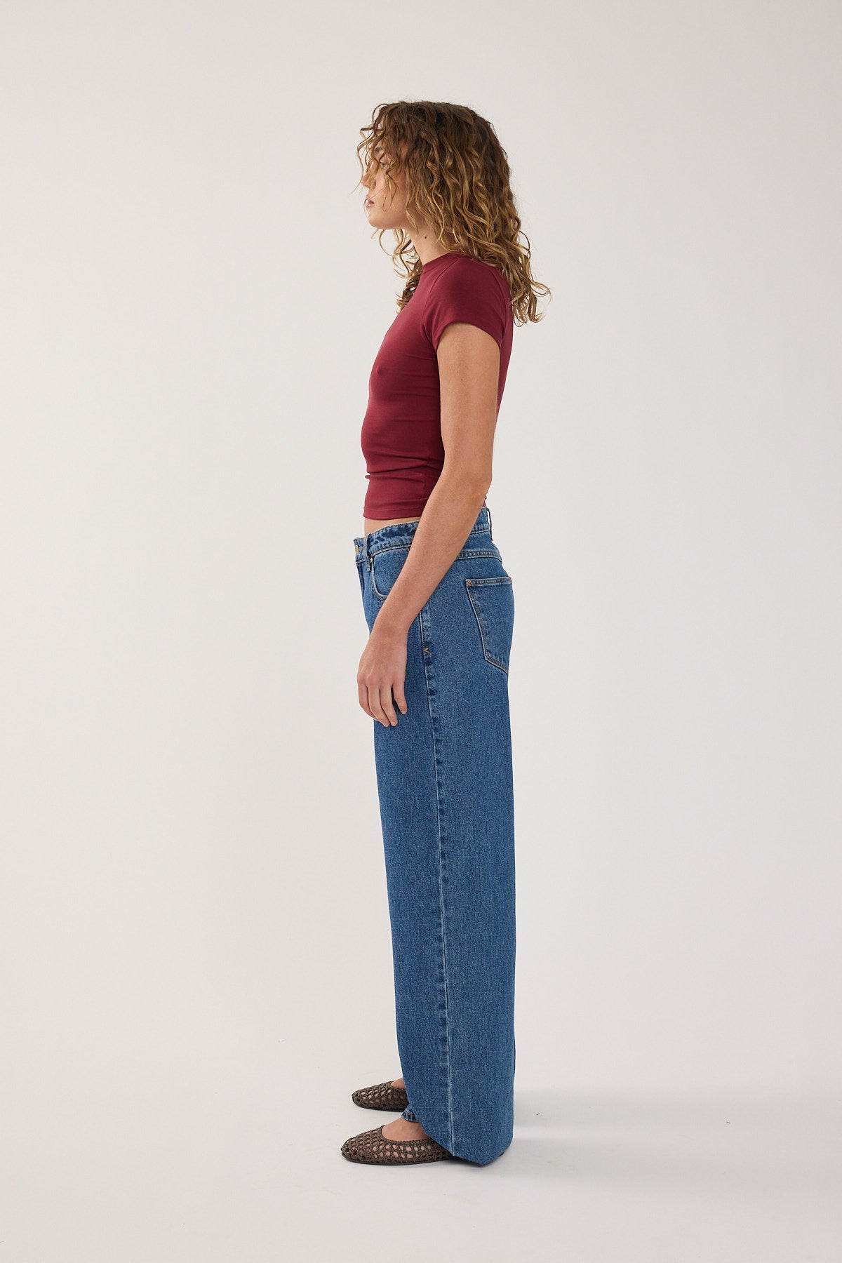 Perfect Stranger Longline Cap Sleeve Tee Burgundy