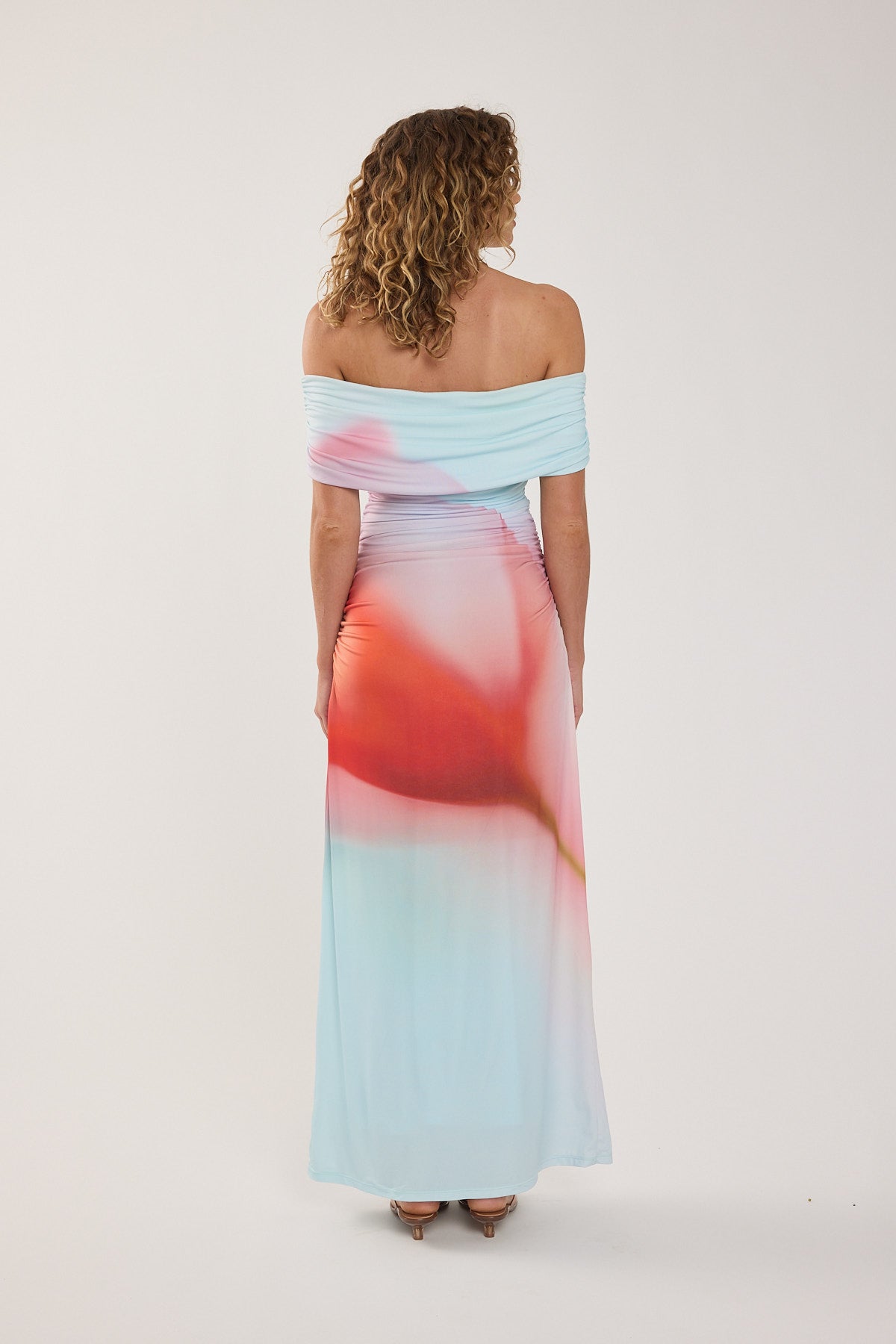 Perfect Stranger Yasmin Off Shoulder Maxi Dress Red Print