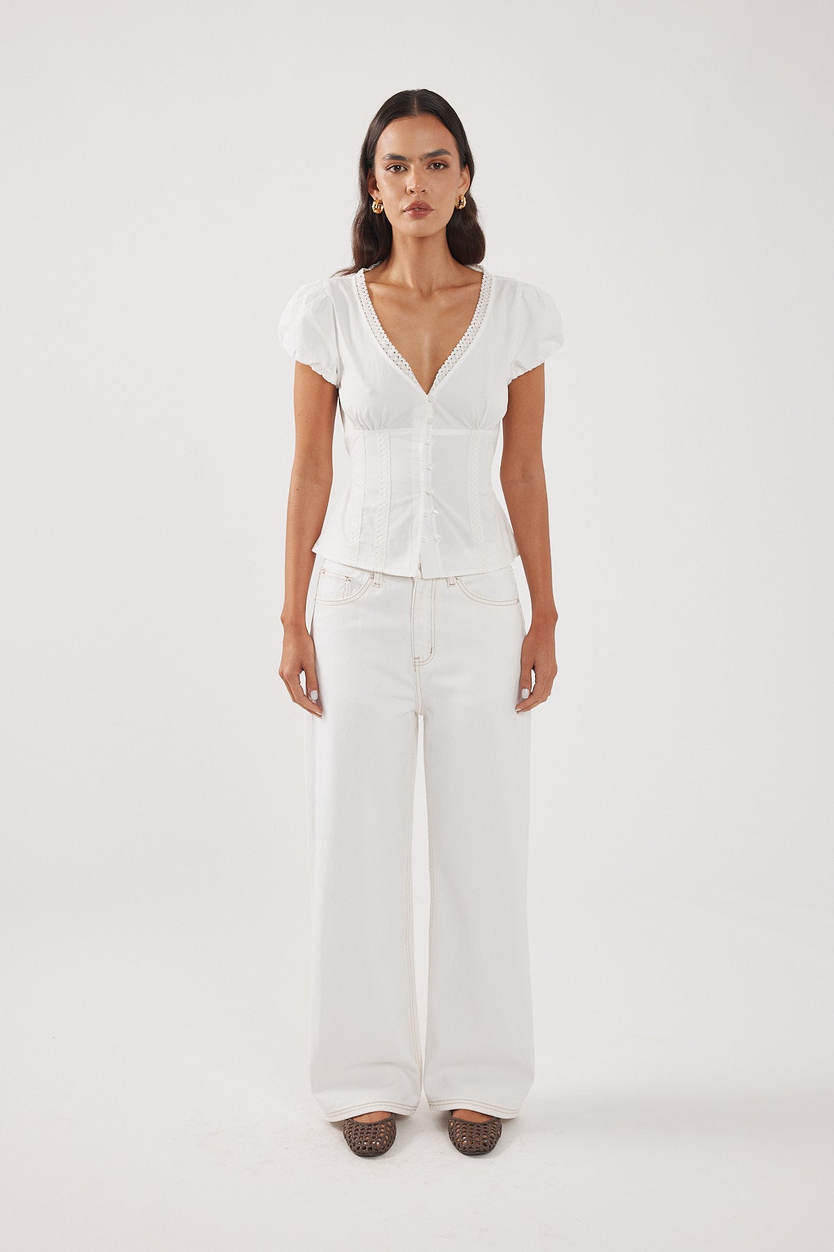 Perfect Stranger Anika Short Sleeve Blouse White