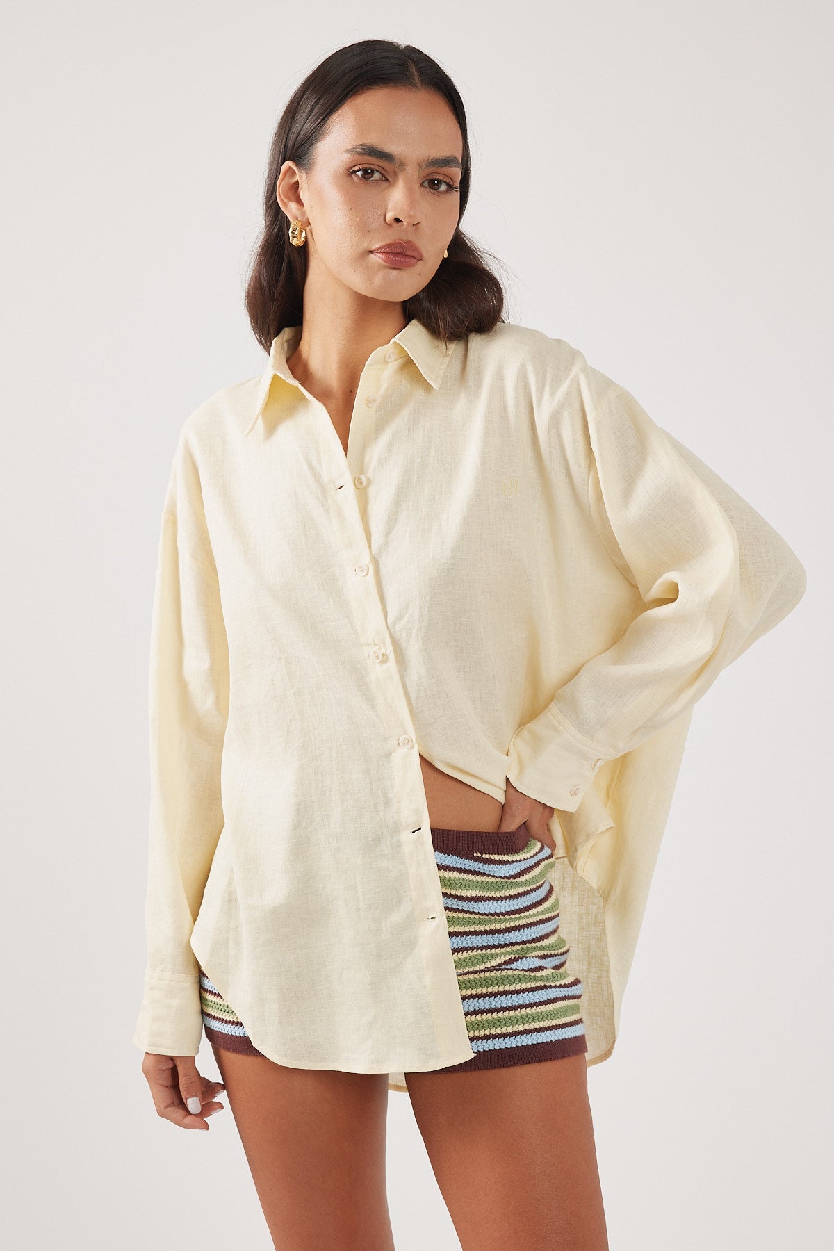 Perfect Stranger Etta Linen Long Sleeve Shirt Butter