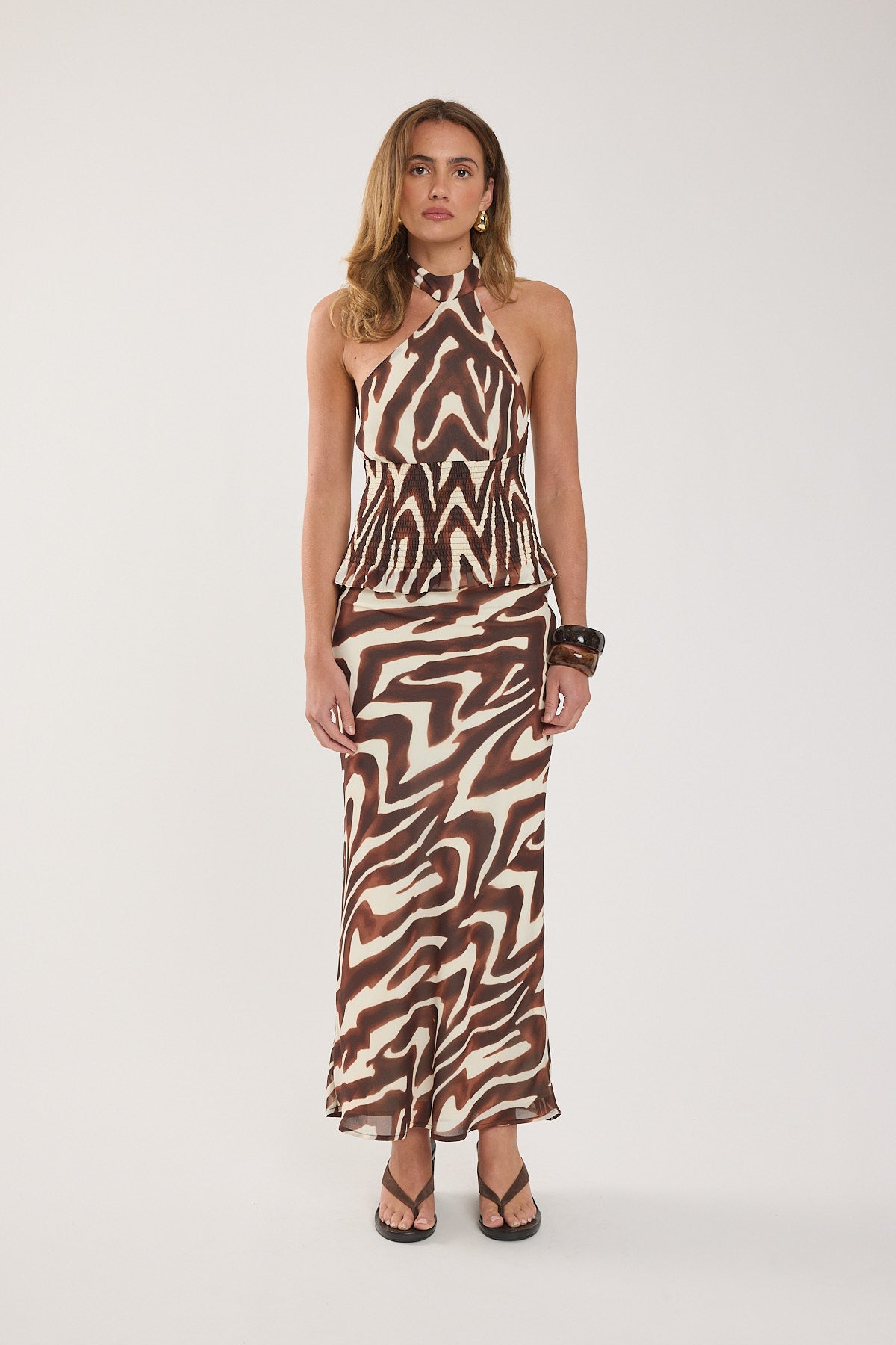 Perfect Stranger Elliot Maxi Skirt Brown Print