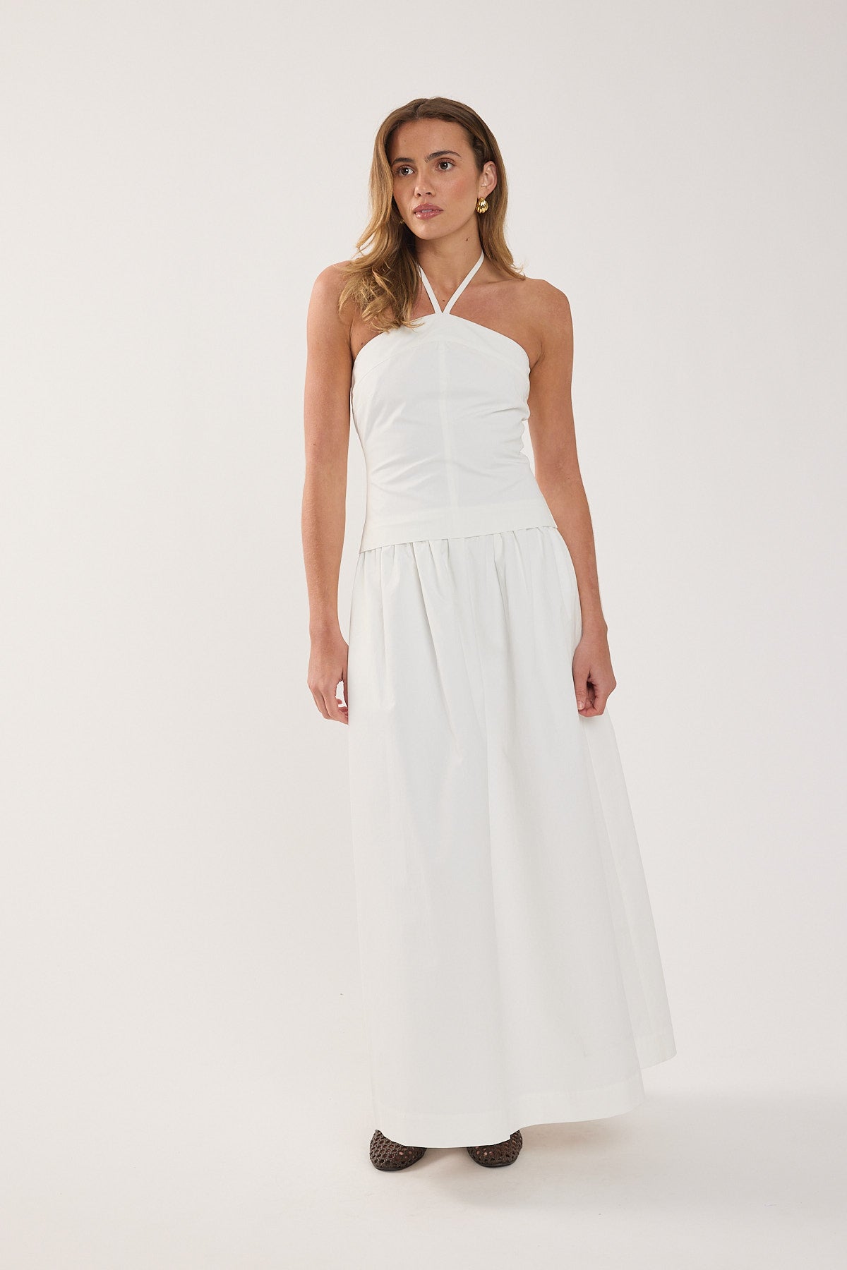 Perfect Stranger Morella Halter Maxi Dress White