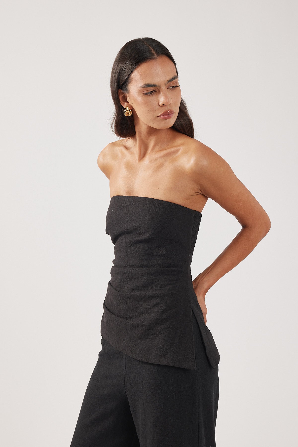 Perfect Stranger Menorca Strapless Asymmetrical Top Black