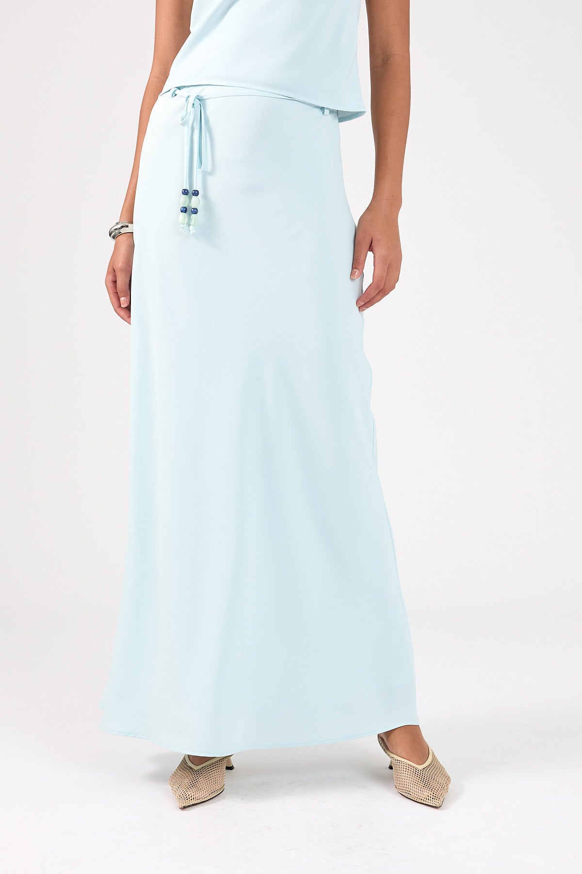 Perfect Stranger Ariel beaded Maxi Skirt Light Blue
