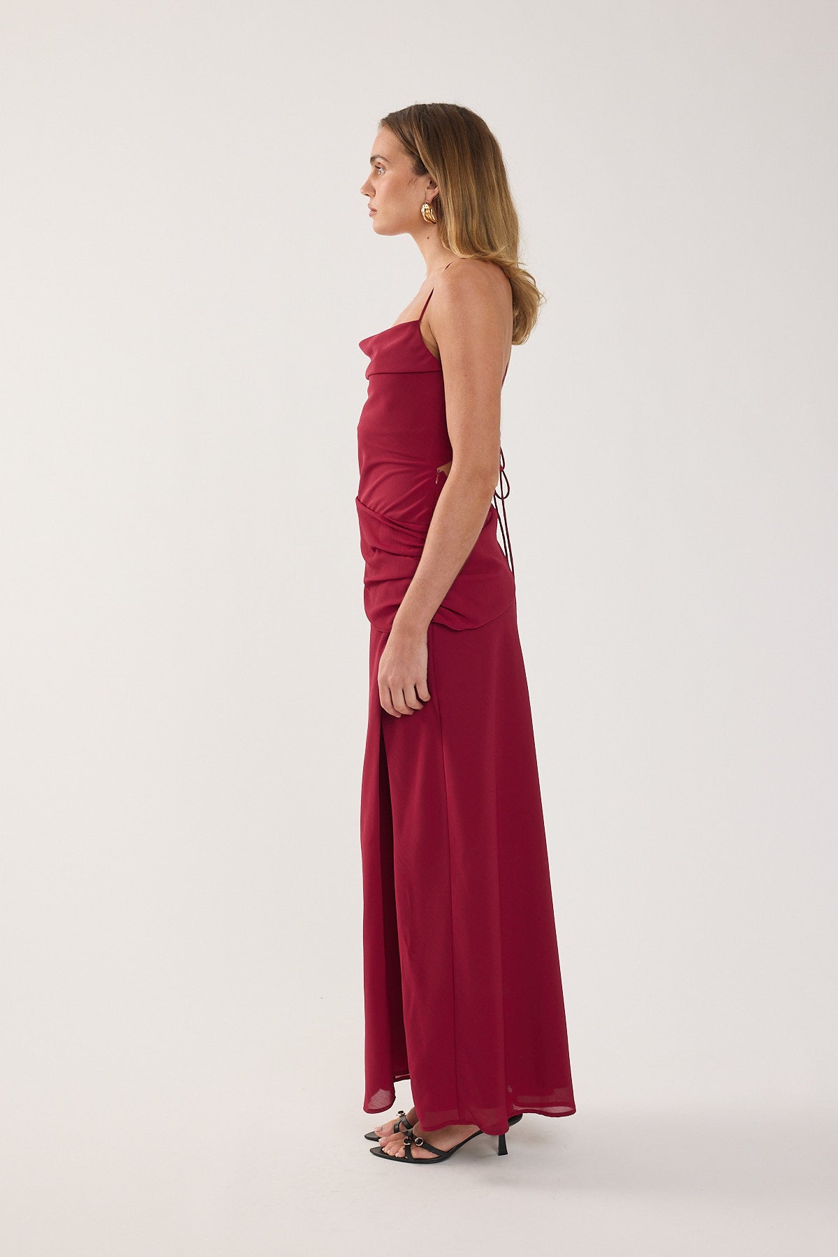 Perfect Stranger Saskia Chiffon Maxi Dress Raspberry