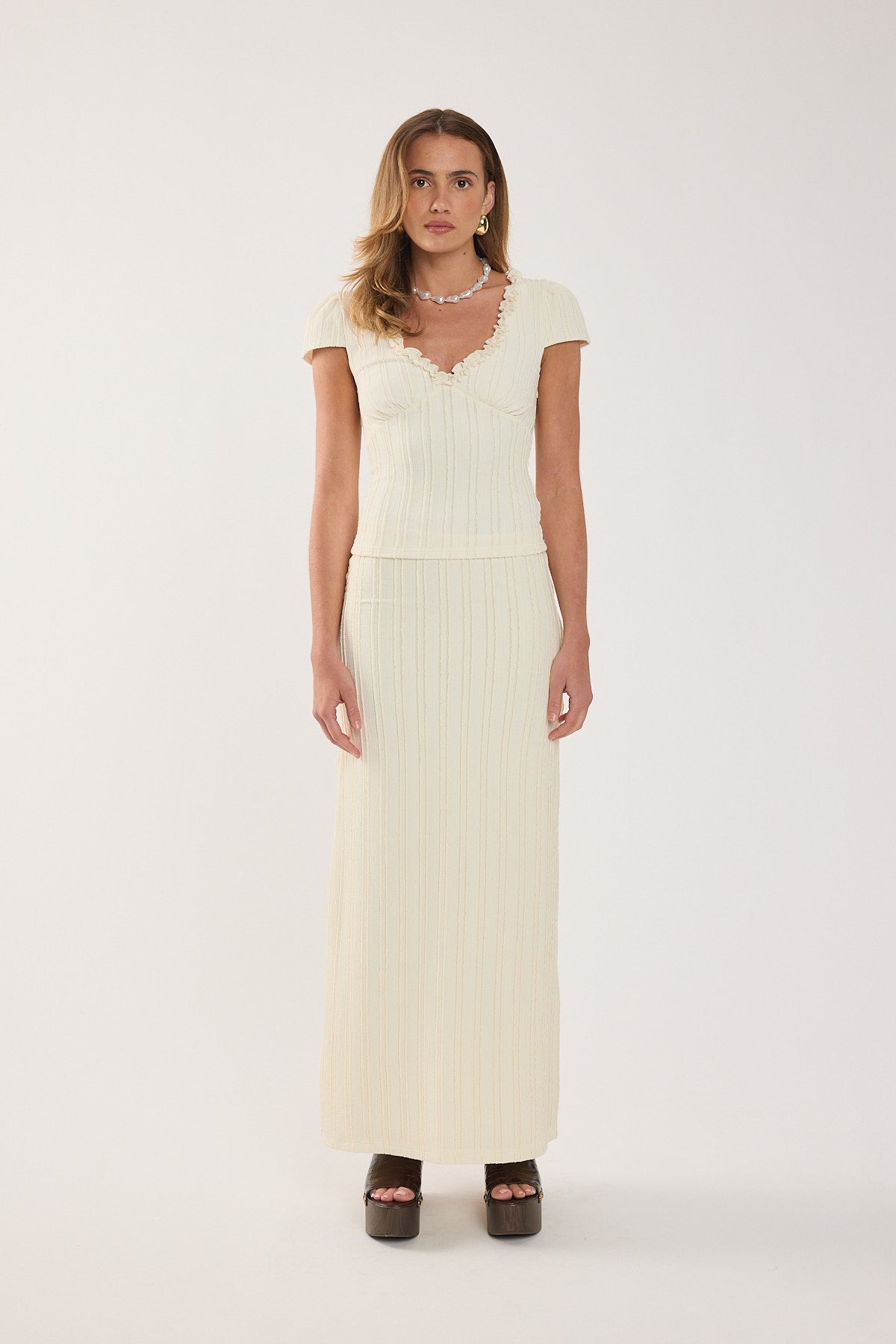 Perfect Stranger Noah Frill Maxi Skirt Butter