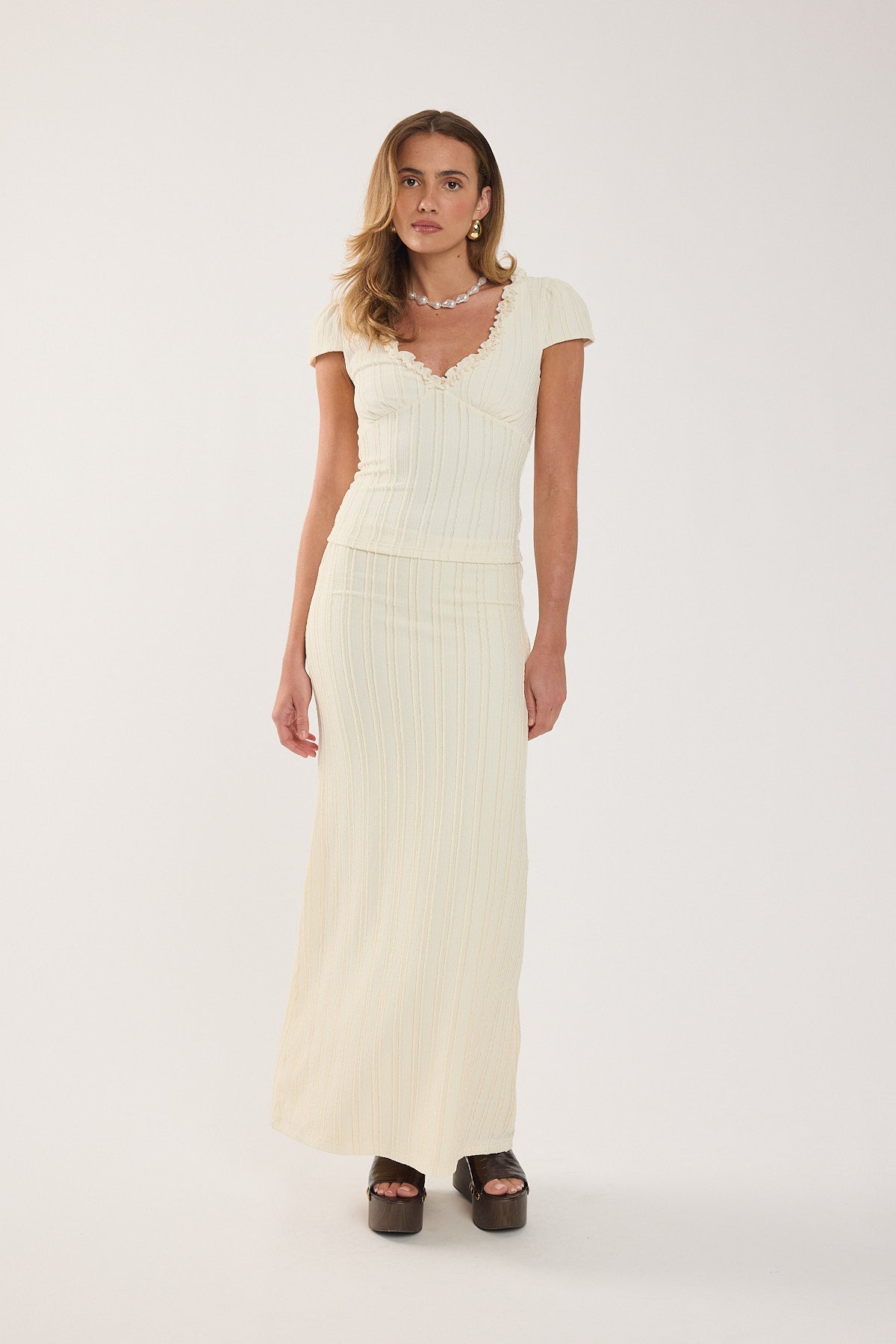 Perfect Stranger Noah Frill Maxi Skirt Butter