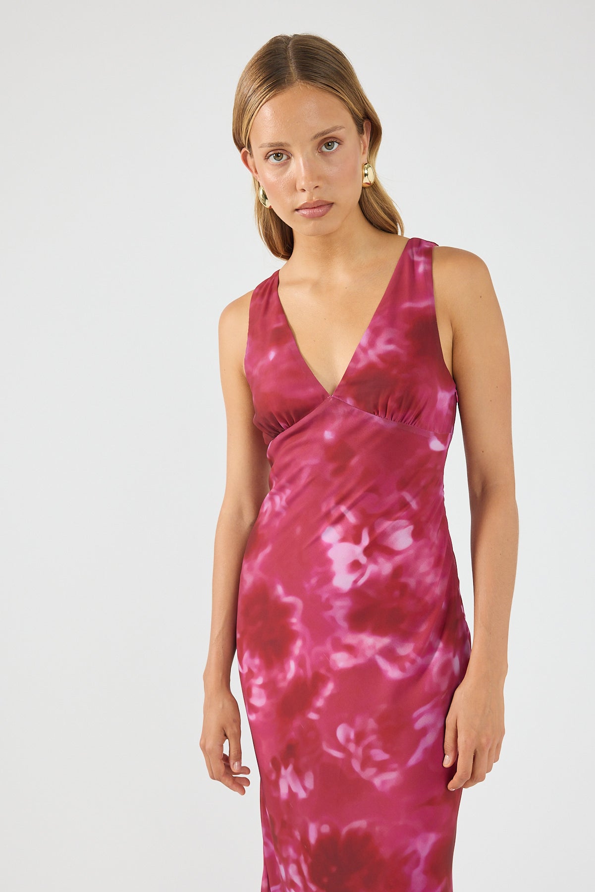 Perfect Stranger Cerise Maxi Dress Pink Print
