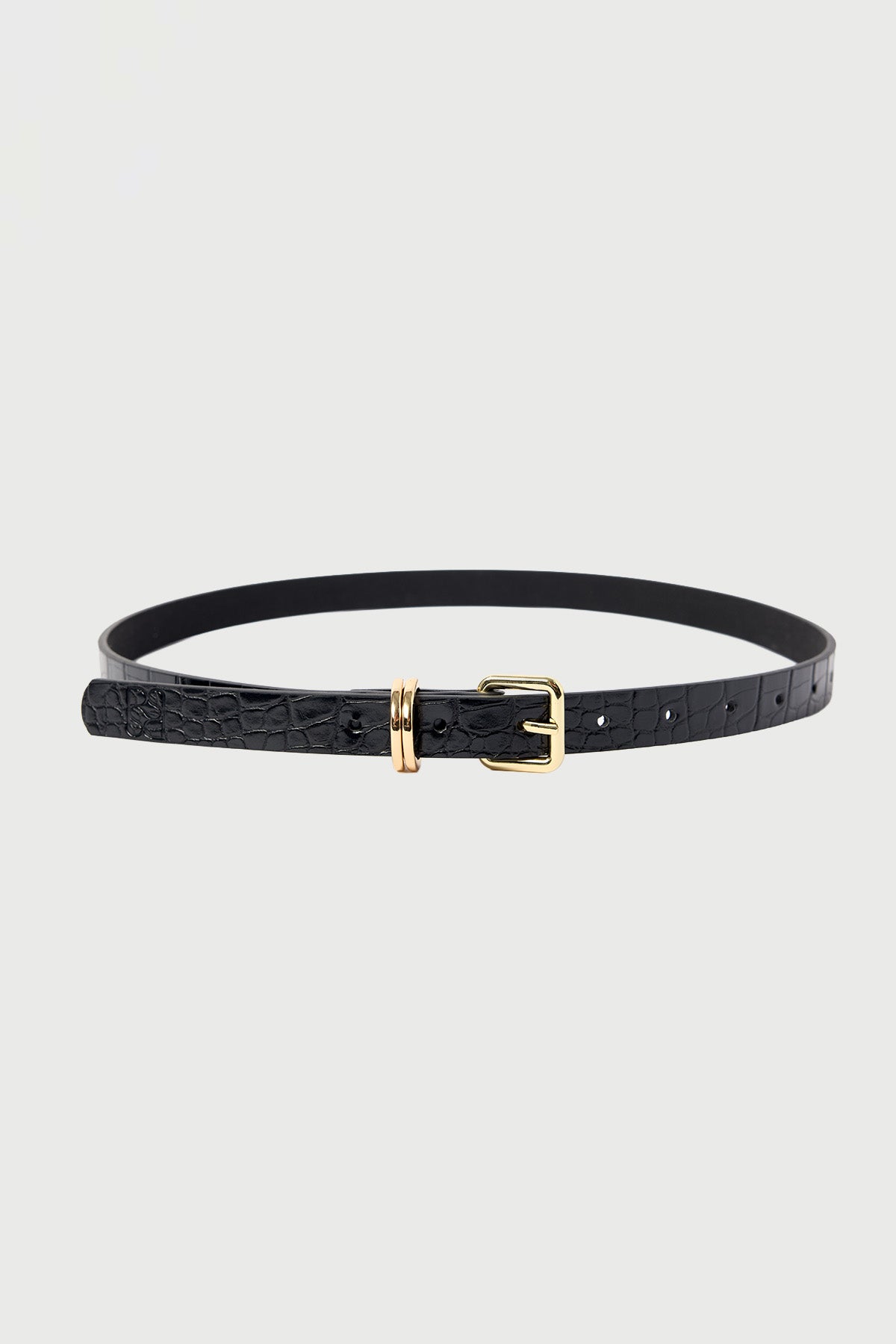 Perfect Stranger Ash Croc Thin Belt Black
