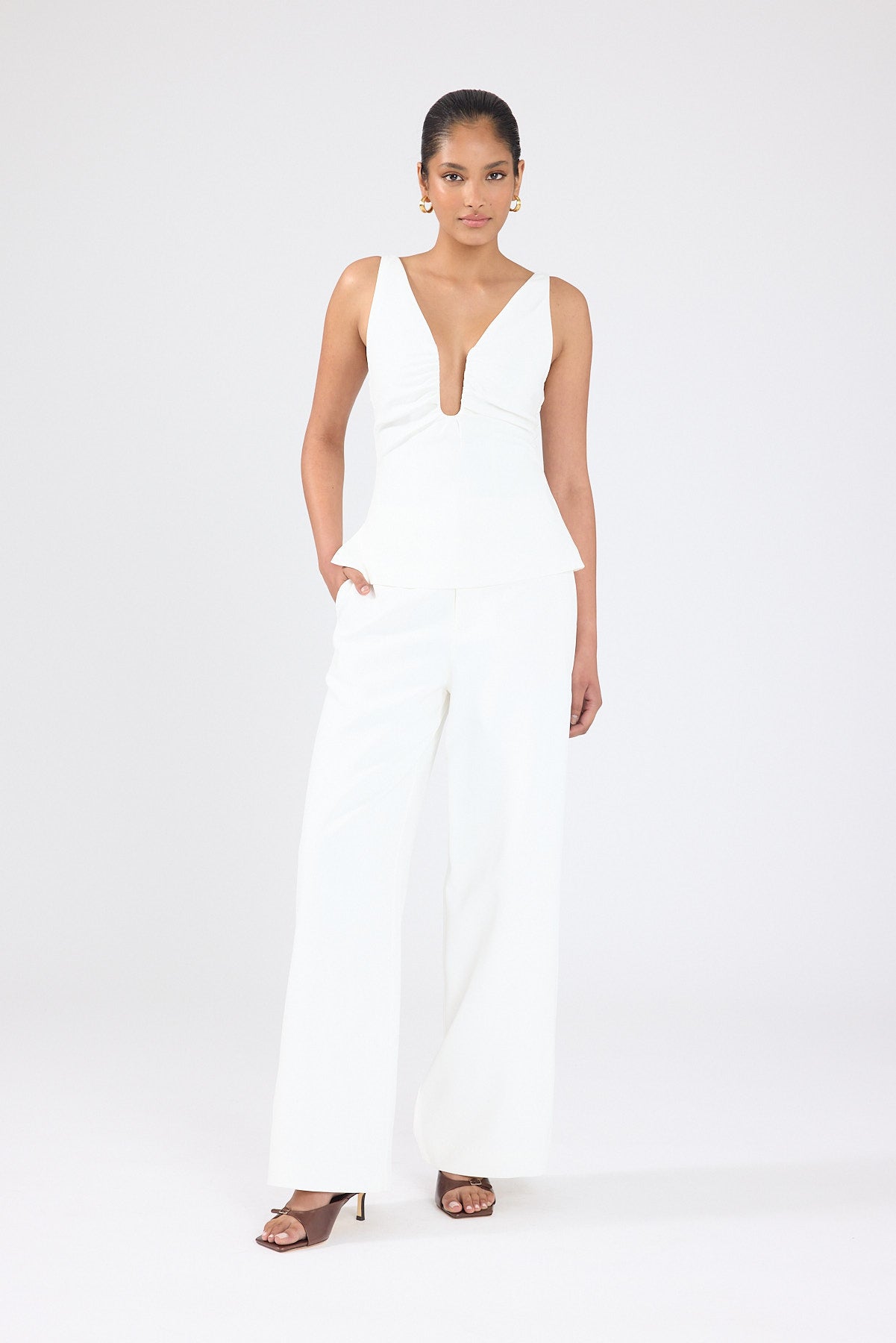 Perfect Stranger Robie High Rise Suiting Pants White