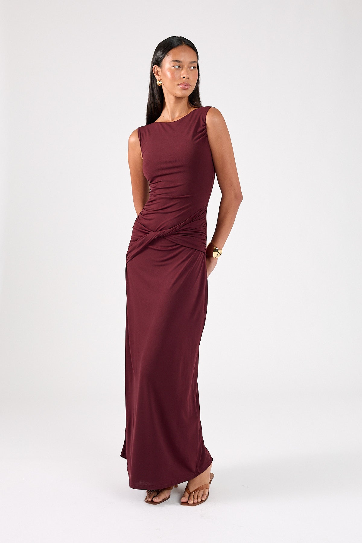 Perfect Stranger Cody High Neck Maxi Dress Plum
