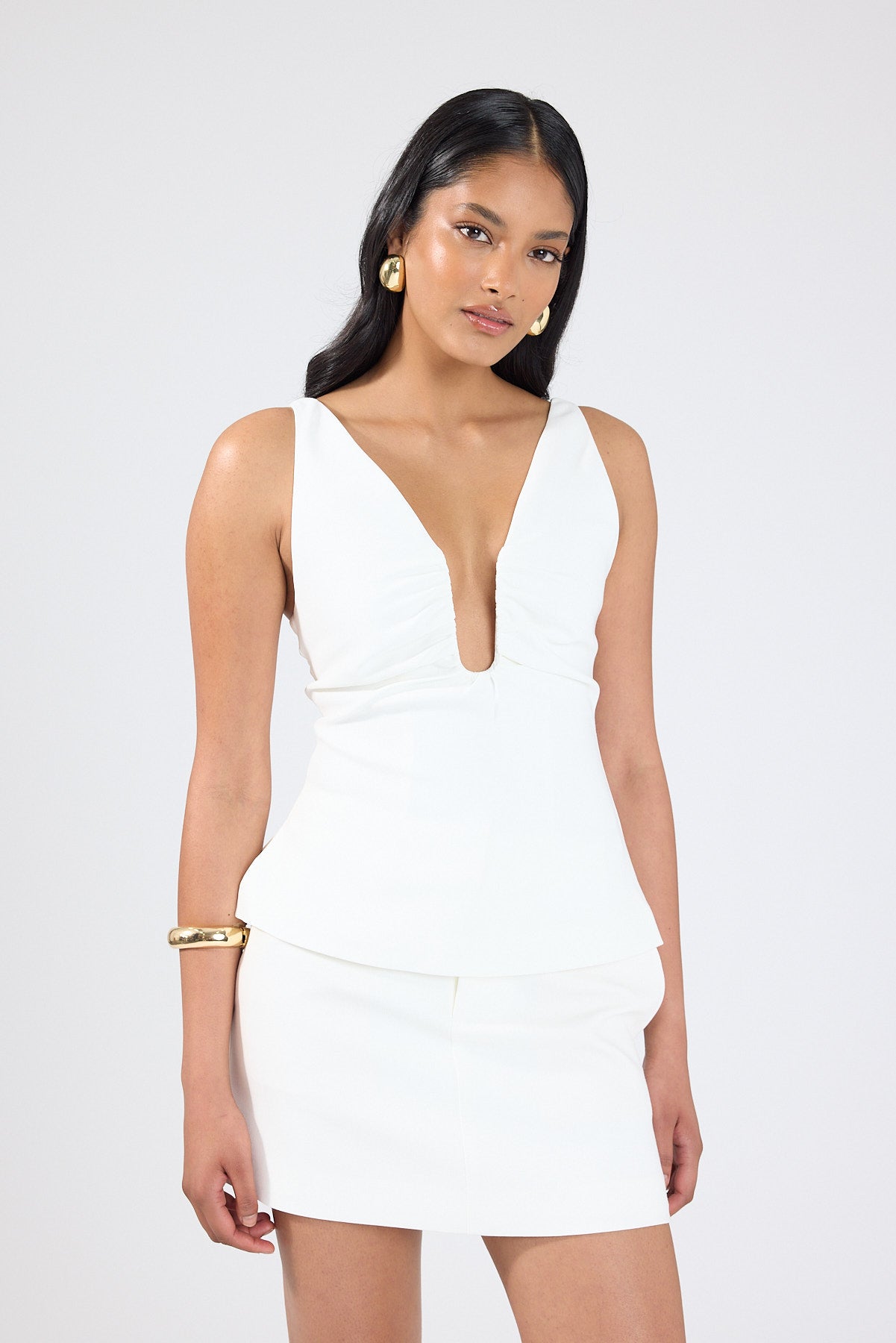 Perfect Stranger Sova High Waist Mini Skirt White