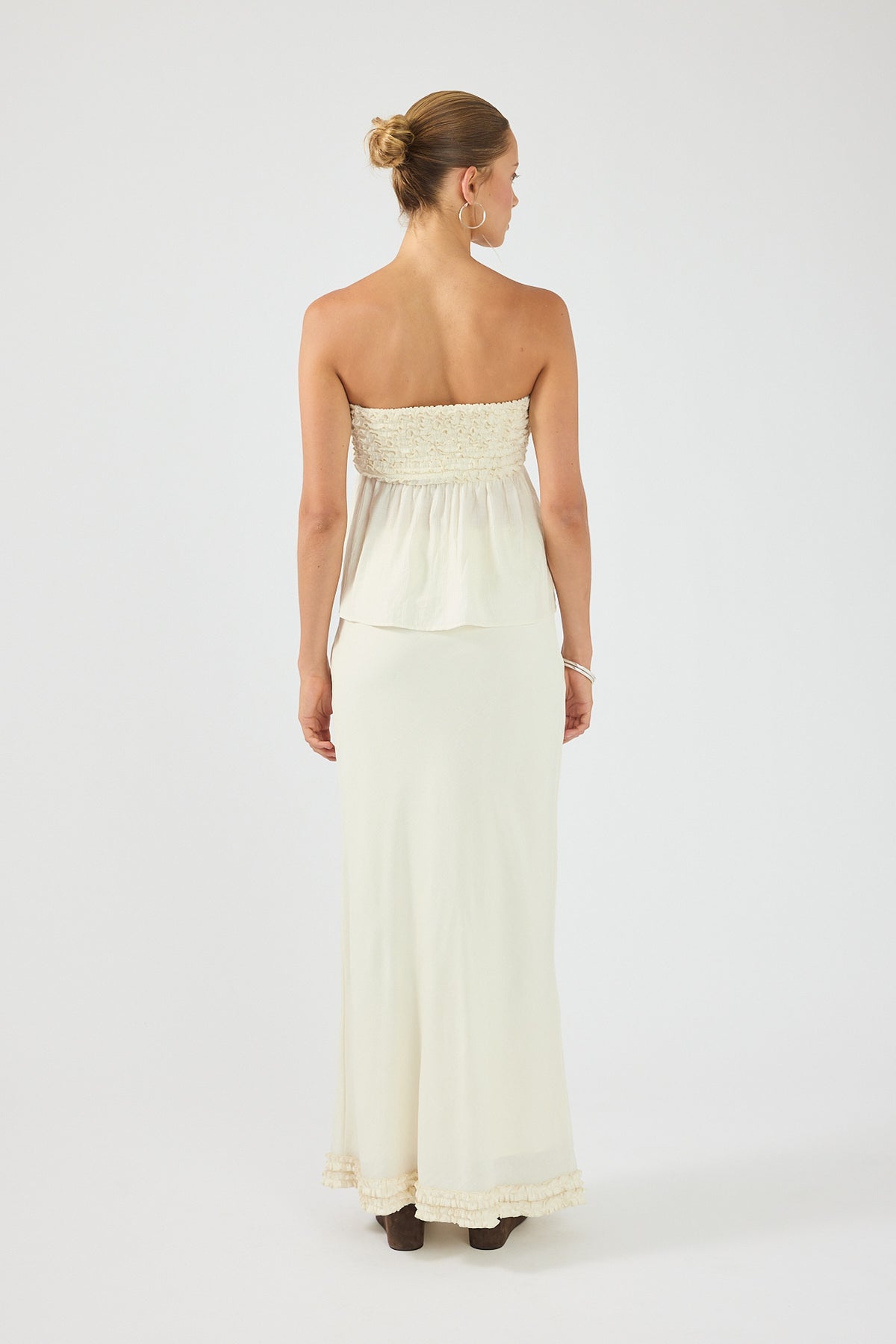 Perfect Stranger Jada Frill Strapless Top Off White
