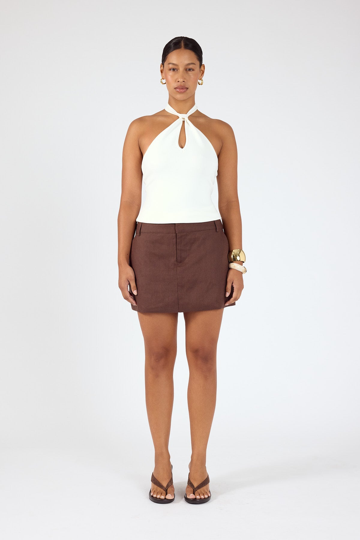 Perfect Stranger Valencia Mid Rise Skort Brown