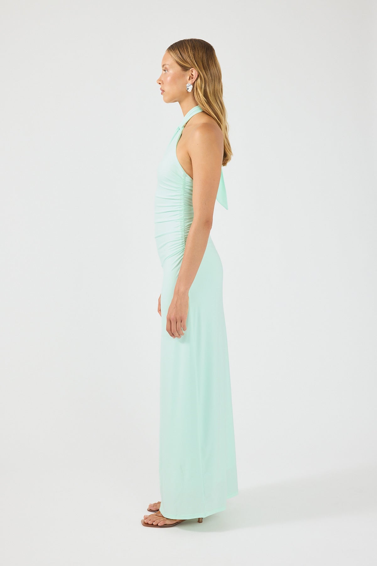 Perfect Stranger Isla Halter Twist Maxi Dress Seafoam