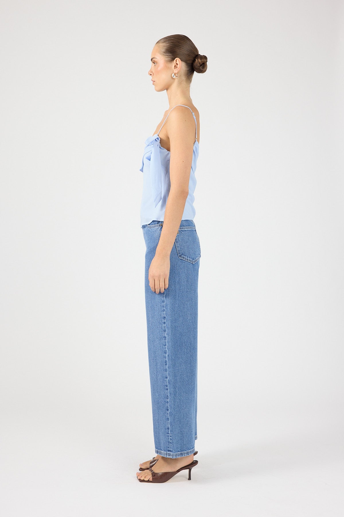 Perfect Stranger Petite High Rise Wide Leg 2.0 Jean Mid Blue Denim