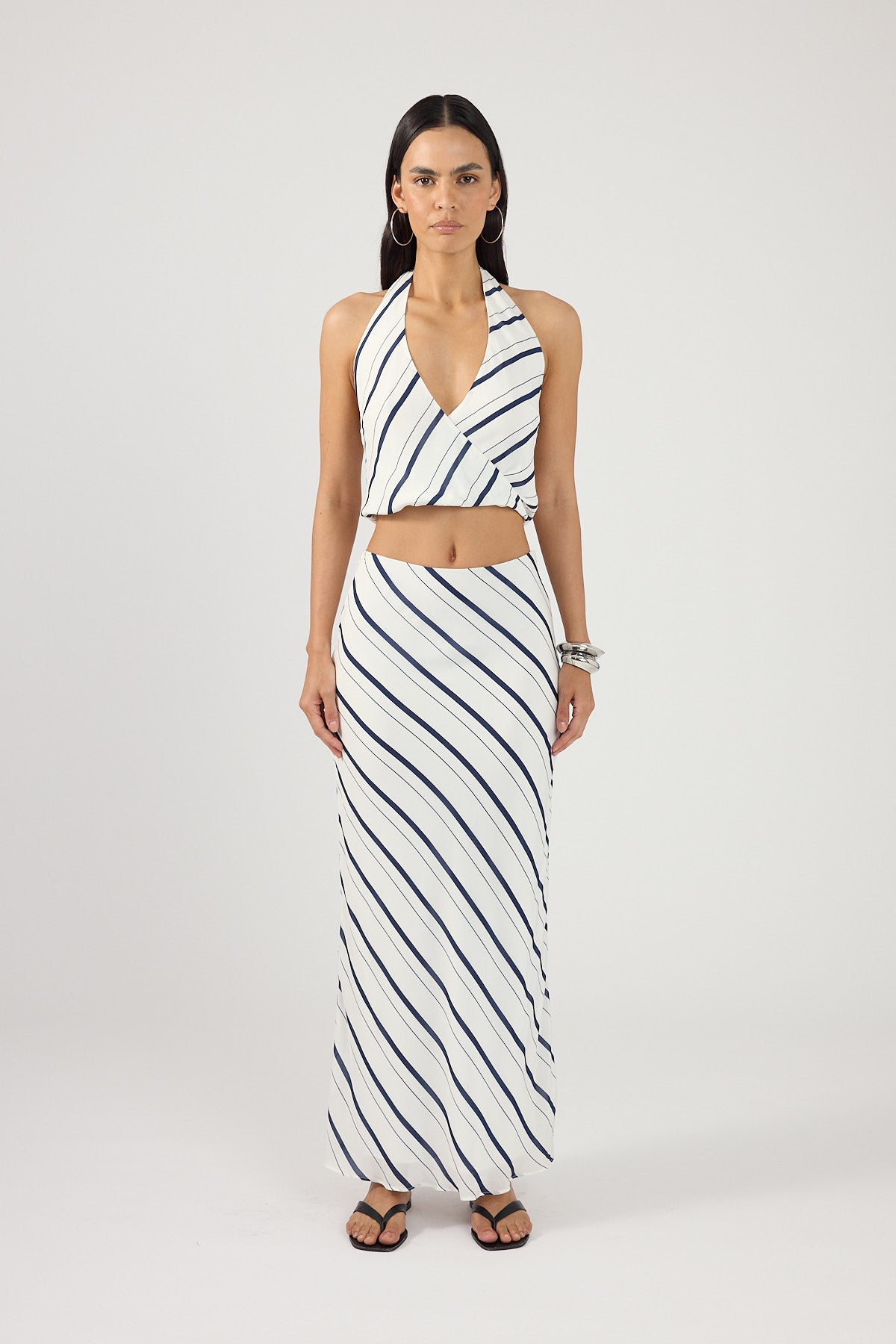 Perfect Stranger Koda Stripe Halter Top White/Navy Stripe