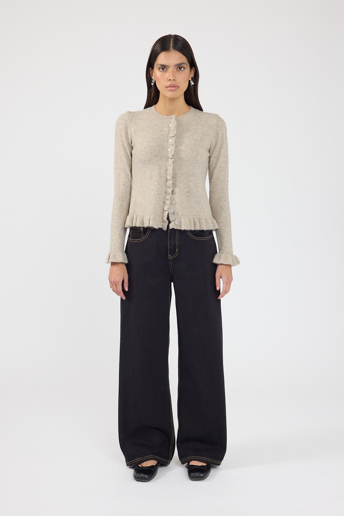 Perfect Stranger Petite Mid Rise Baggy Jean Washed Black