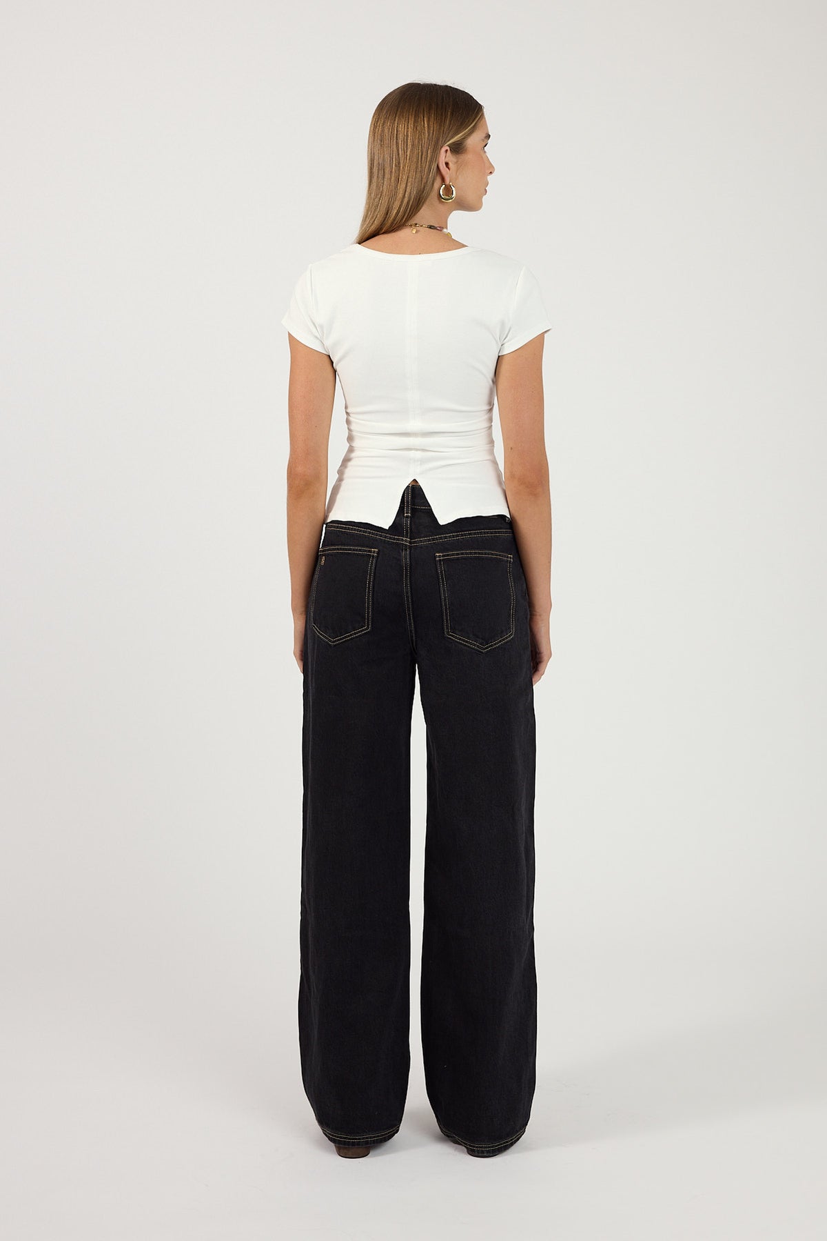 Perfect Stranger Mid Rise Baggy Jean Washed Black