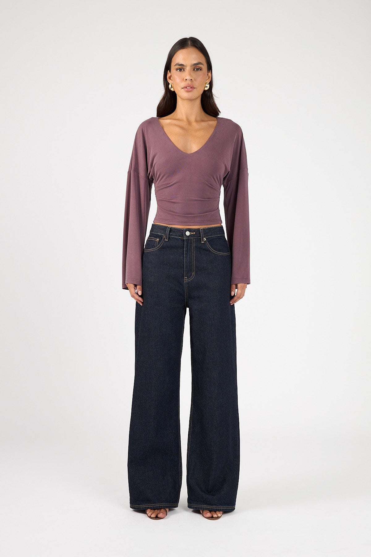 Perfect Stranger Petra Batwing Long Sleeve Top Deep Mauve