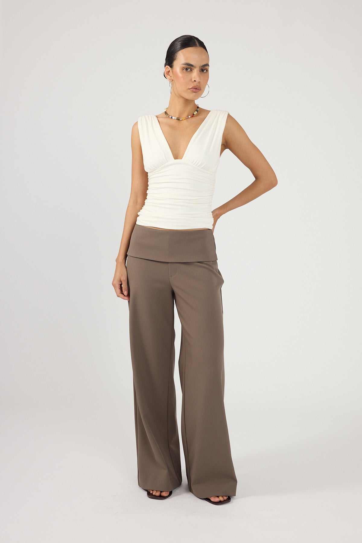 Perfect Stranger Vaila Fold Over Pant Taupe
