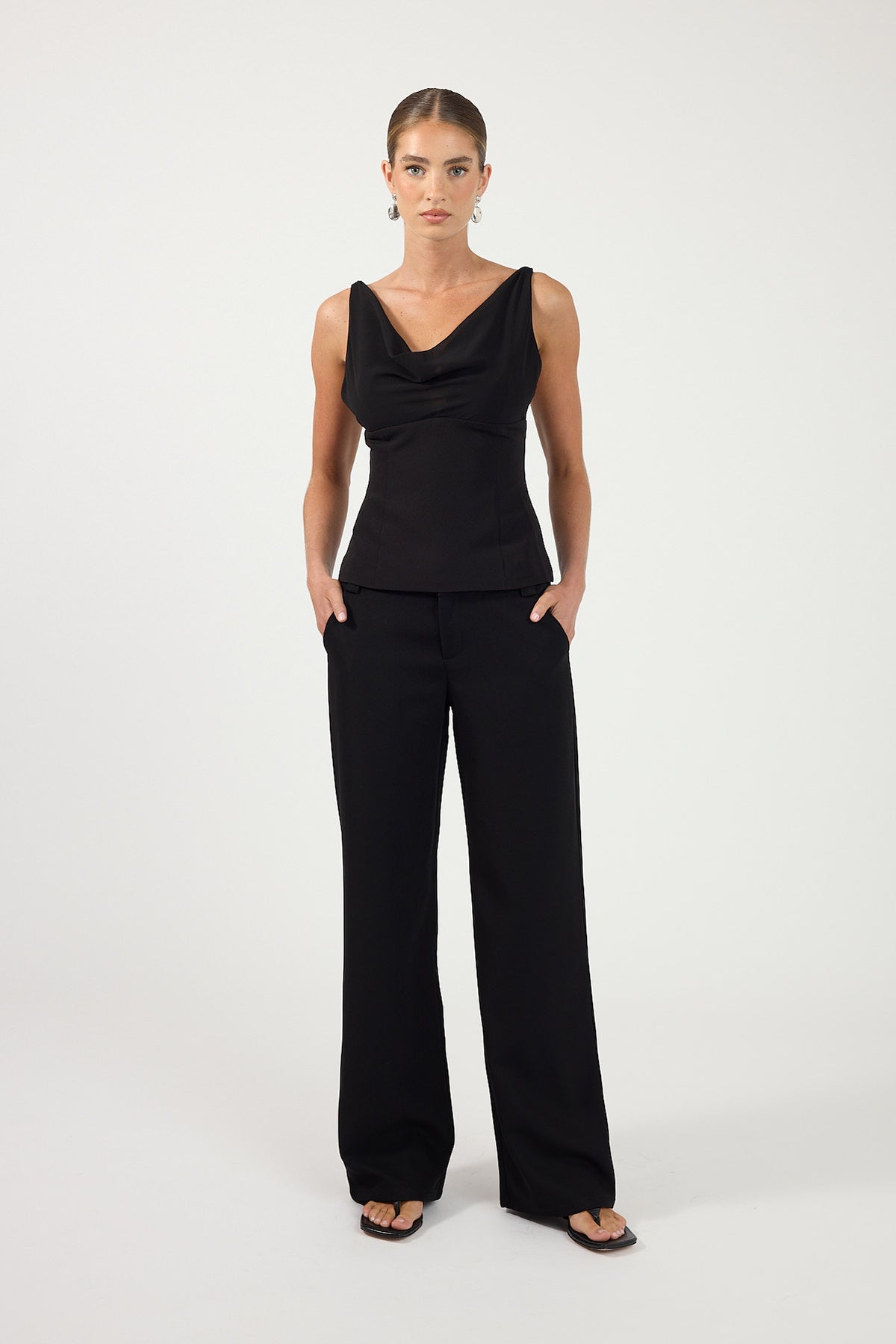 Perfect Stranger Effie Cowl Top Black